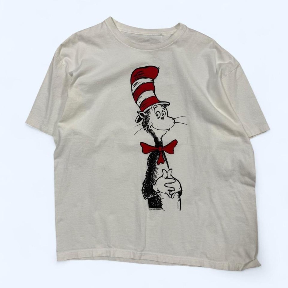 1994 White Seuss Cat in the Hat graphic tee vintage single stitch no flaws